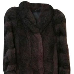 LONG GRAY RABBIT FUR COAT